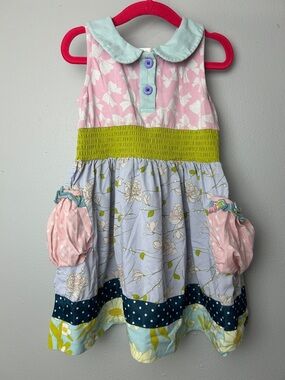 Matilda Jane Pink, Light Blue & Lime Patchwork Dress